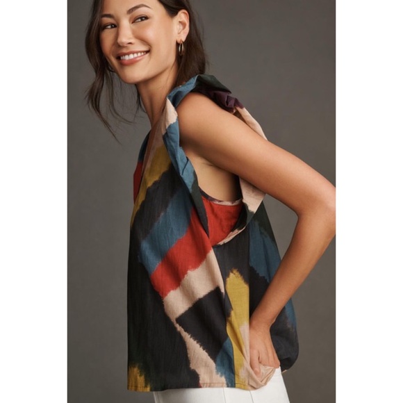 Velvet By Graham and Spencer Flutter Sleeve Colorful Top Size M - Picture 4 of 15